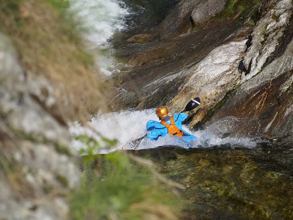 Kayaker on the Soča river, Slovenia